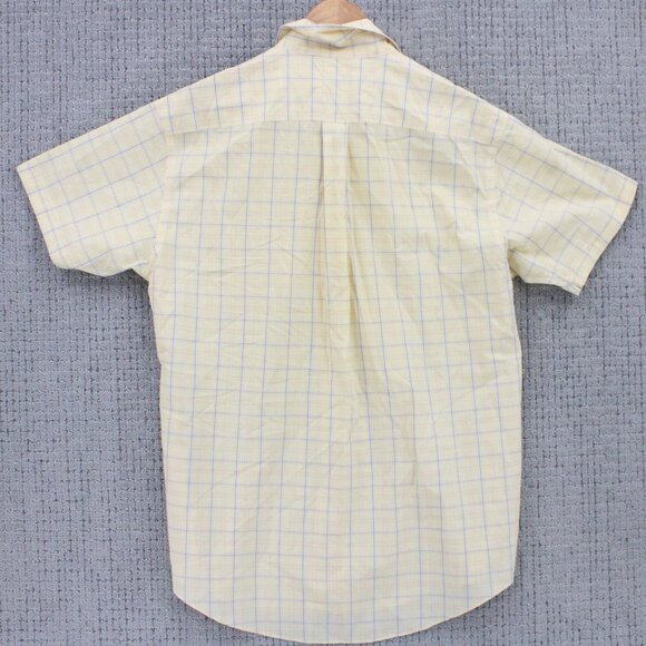 Brooks Brothers Shirt Mens Medium M Yellow Beige Plaid Button Down Short Sleeve - Picture 7 of 9